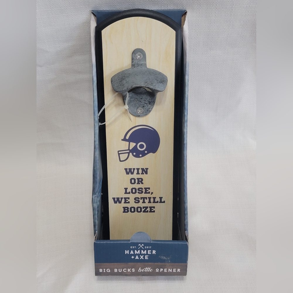 Wall Mounted Bottle Opener NewFootball Helmet Beer Sports Fan‎ Wooden Hanging